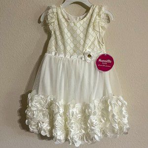Nanette Kids Floral dress in white and gold, size 4